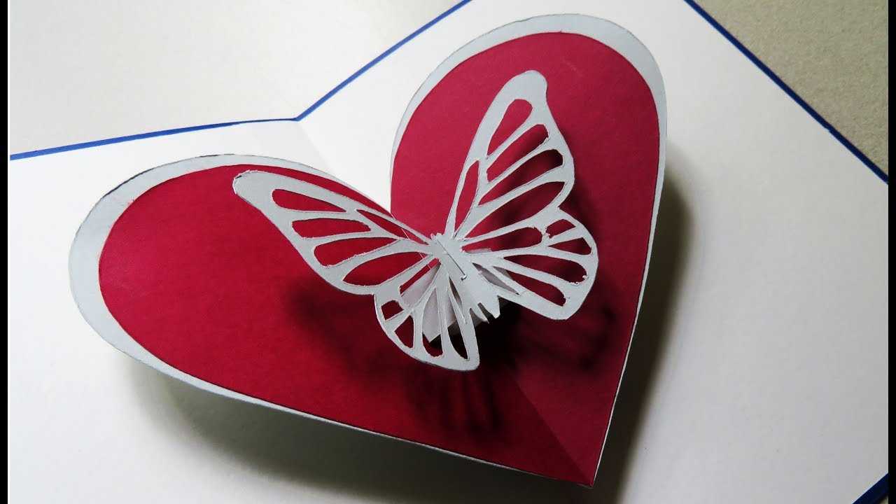 Pop Up Card (Butterfly Heart) – Greeting Pop Up Cardtemplate – Ezycraft Regarding Pop Out Heart Card Template