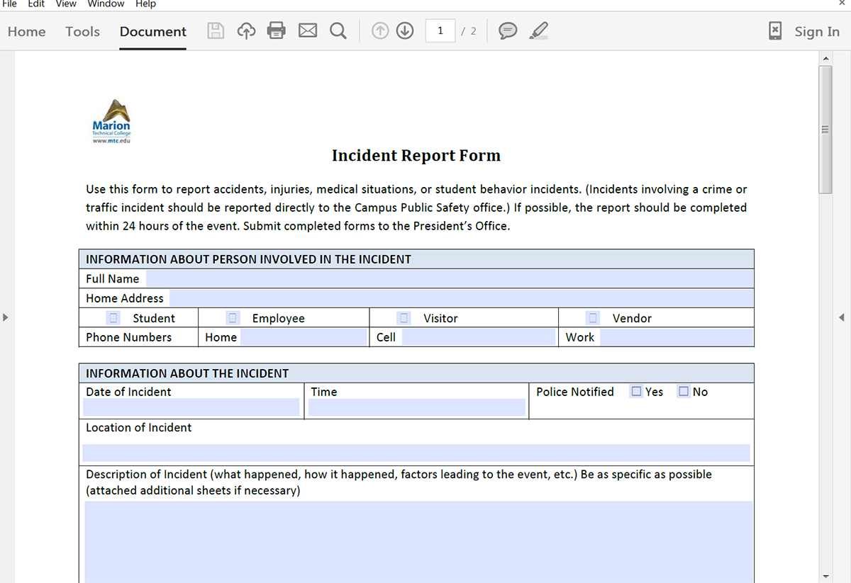 Populate Incident Reports From Salesforce | Formstack Documents In It Incident Report Template