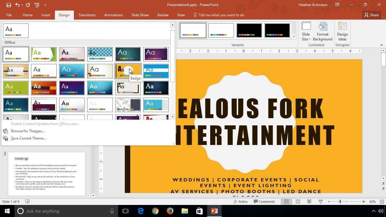 Powerpoint 2016 – Learn How To Change Themes And Variants Within How To Change Powerpoint Template