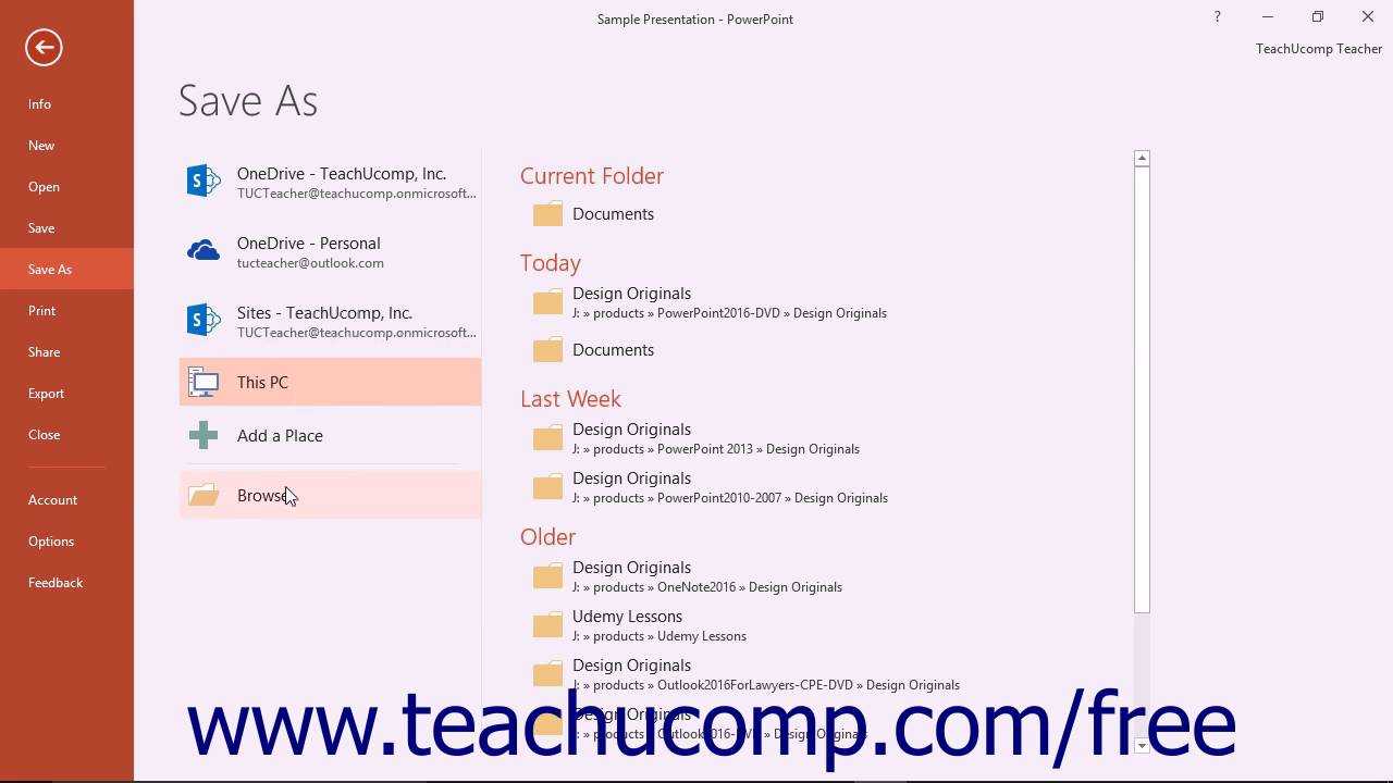 Powerpoint 2016 Tutorial Saving A Presentation Template Microsoft Training For How To Save A Powerpoint Template
