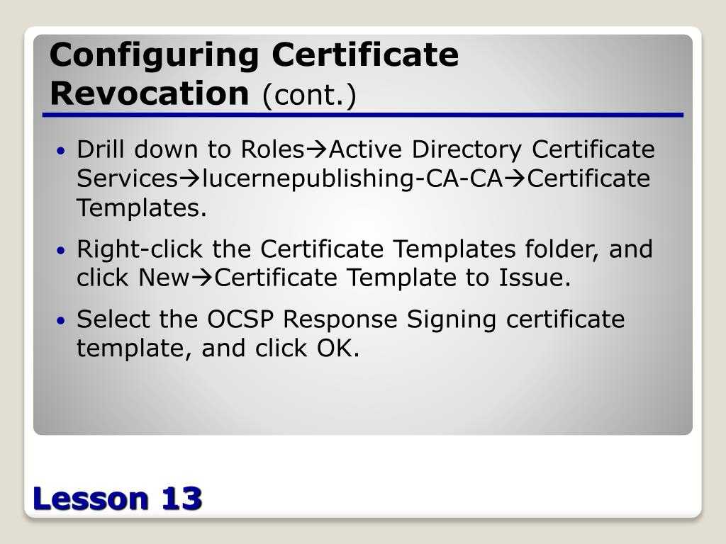 Ppt – Configuring Active Directory Certificate Services In Active Directory Certificate Templates