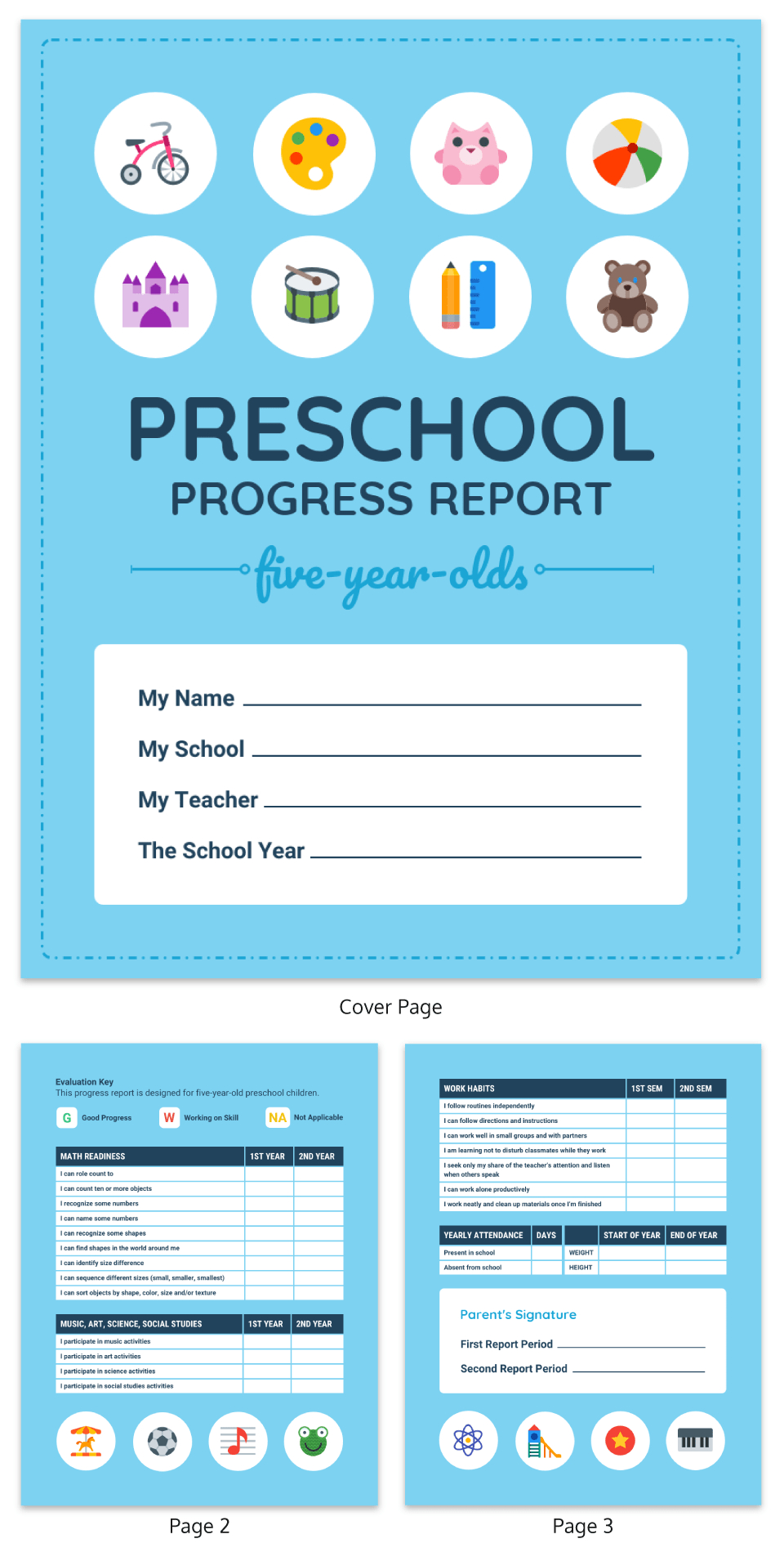Pre K Progress Report Template – Venngage Regarding Preschool Progress Report Template