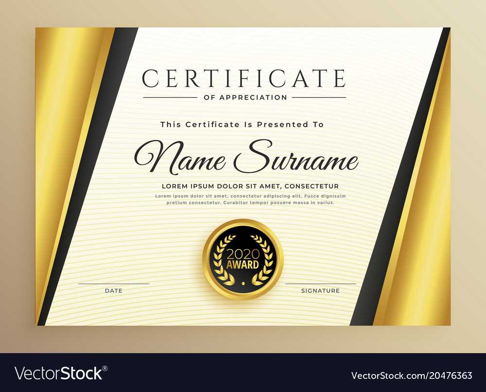 Premium Certificate Template Design With Golden With Regard To High Resolution Certificate Template