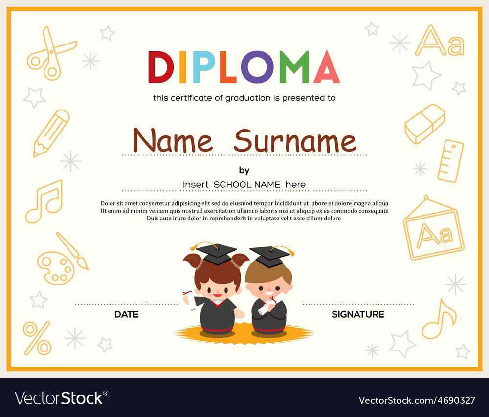 Preschool Kids Diploma Certificate Template In Preschool Graduation Certificate Template Free