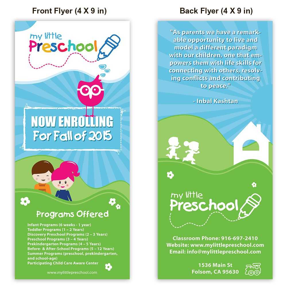 Preschool Poster Template Design | Starting A Daycare Throughout Daycare Brochure Template