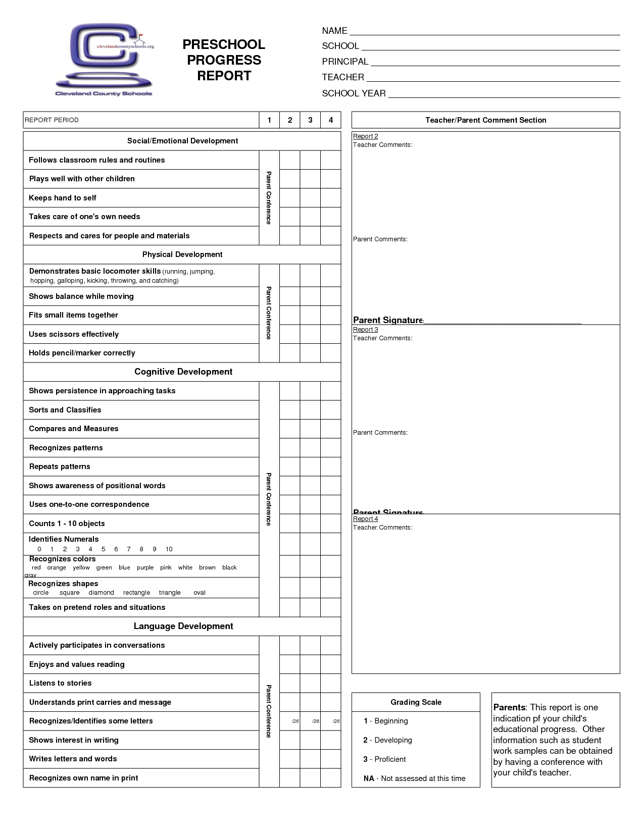 Preschool Progress Report Cards | Report Card Template Throughout Homeschool Middle School Report Card Template