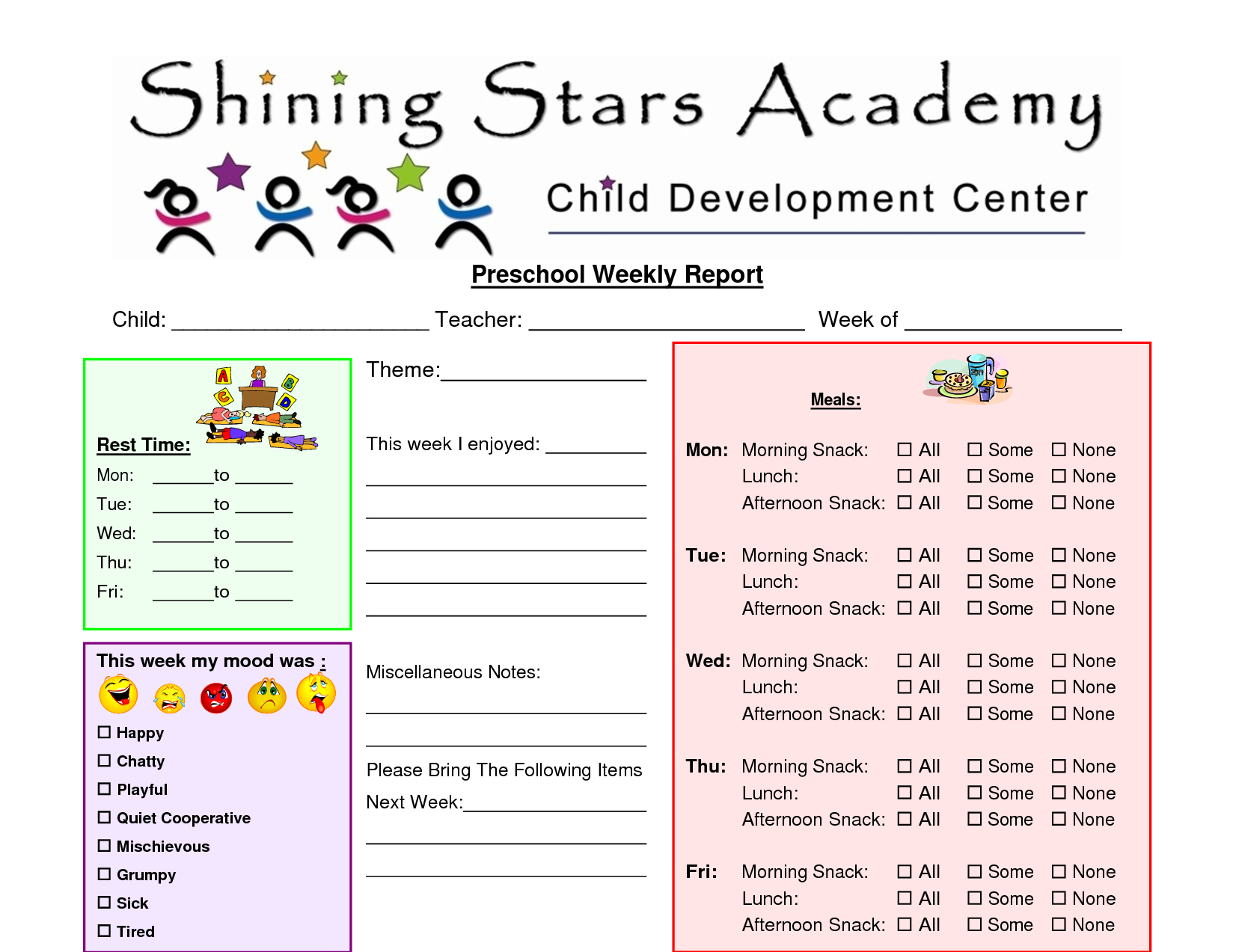 Preschool+Printable+Weekly+Progress+Reports+John+Blog With Regard To Preschool Progress Report Template