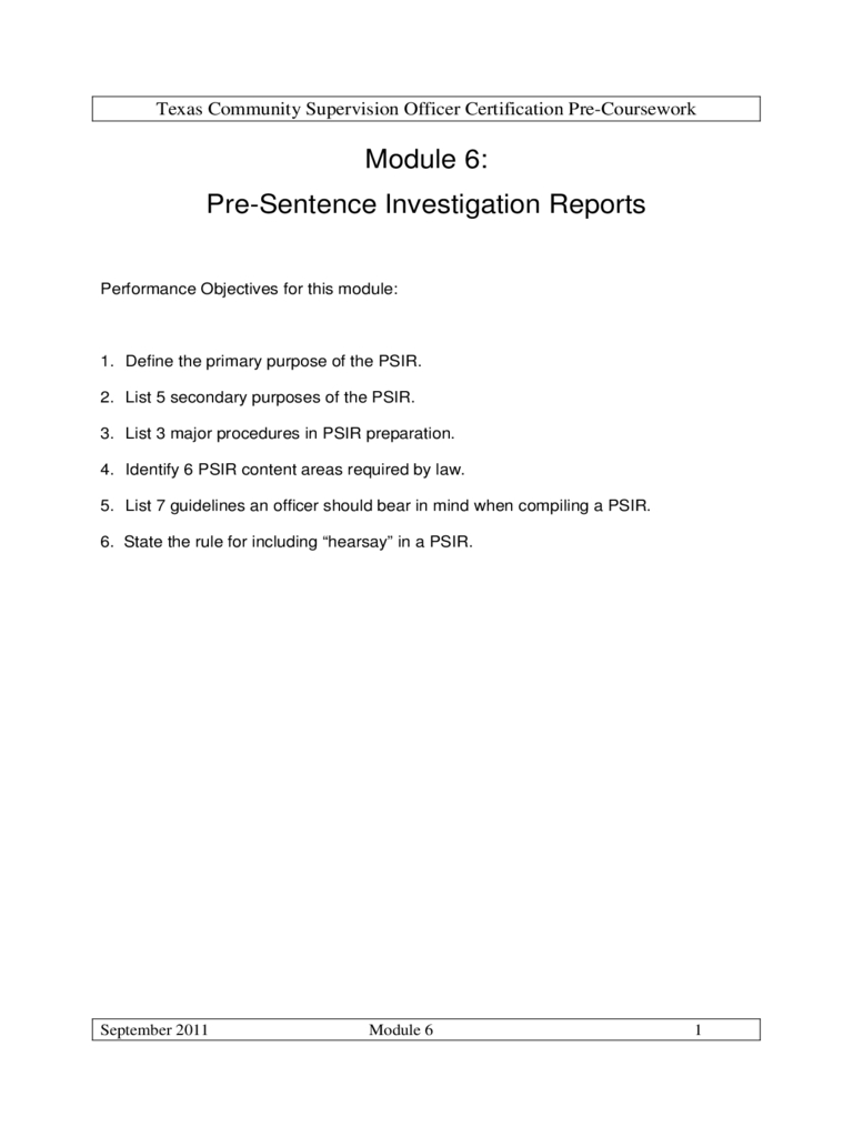 Presentence Investigation Report Form – Texas Free Download Inside Presentence Investigation Report Template