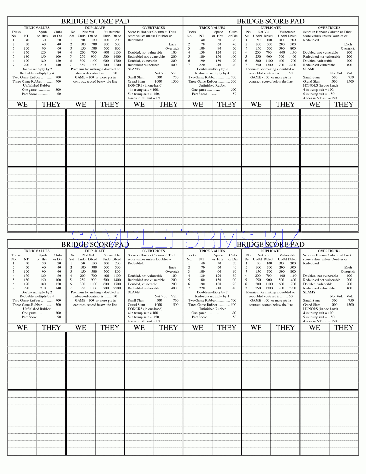 Preview Pdf Bridge Score Pad, 1 Regarding Bridge Score Card Template