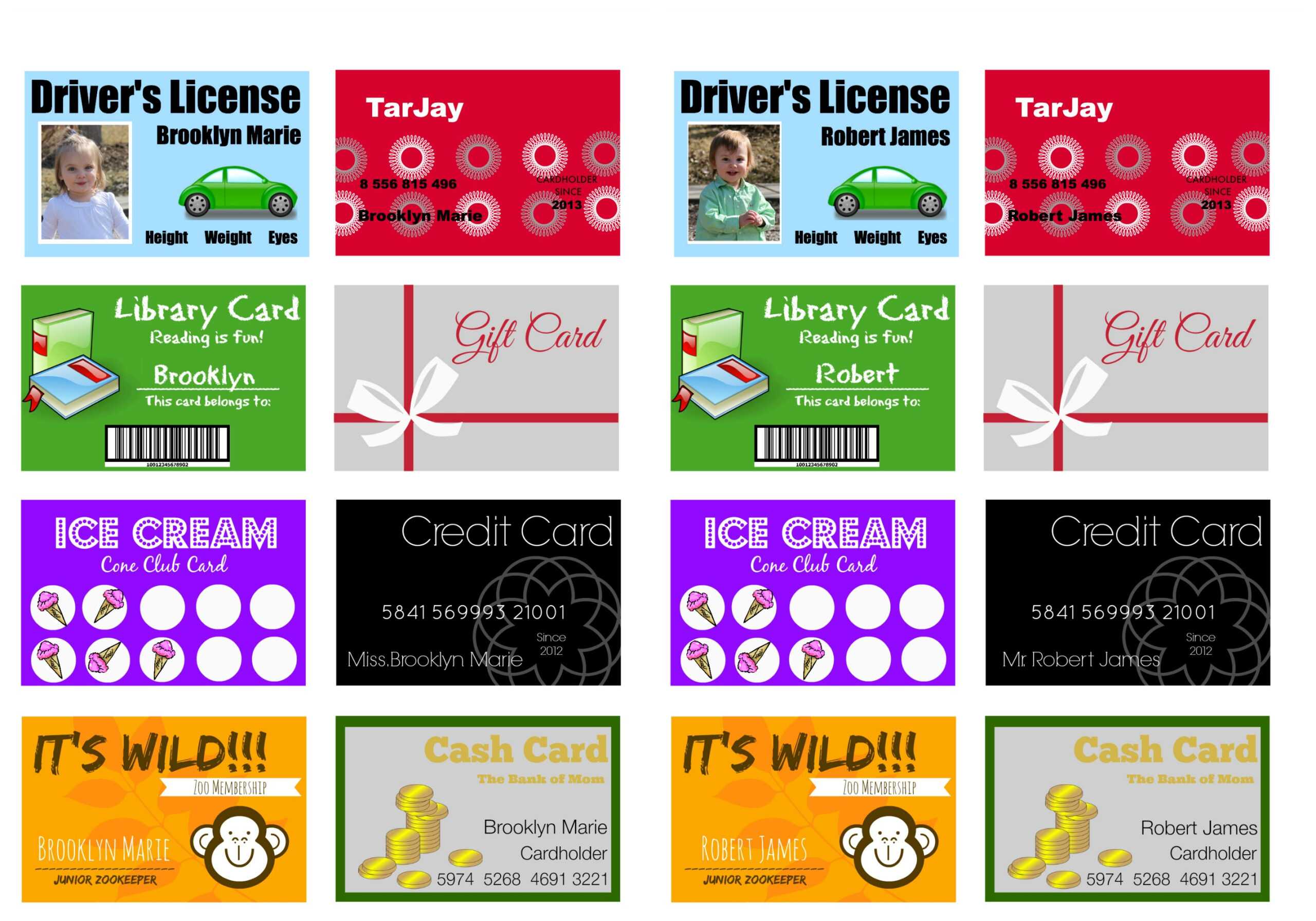 Printable (And Customizable) Play Credit Cards – The Crazy For Credit Card Template For Kids