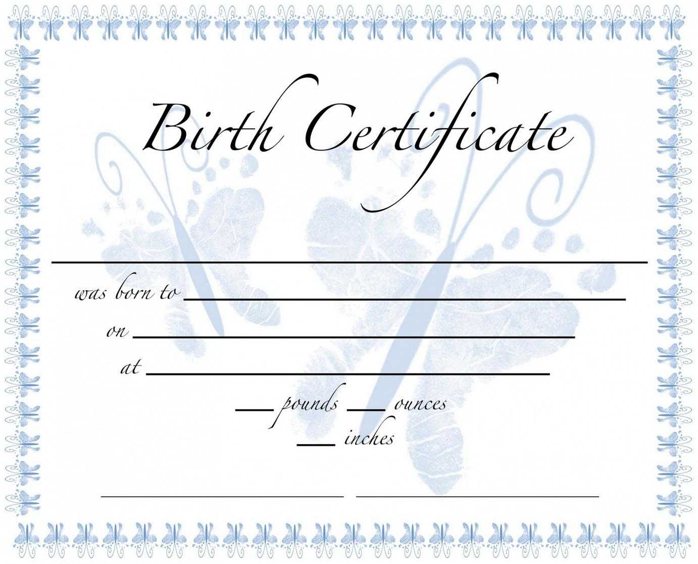 Printable Blank Birth Certificate Template Design Sample Throughout Birth Certificate Template For Microsoft Word