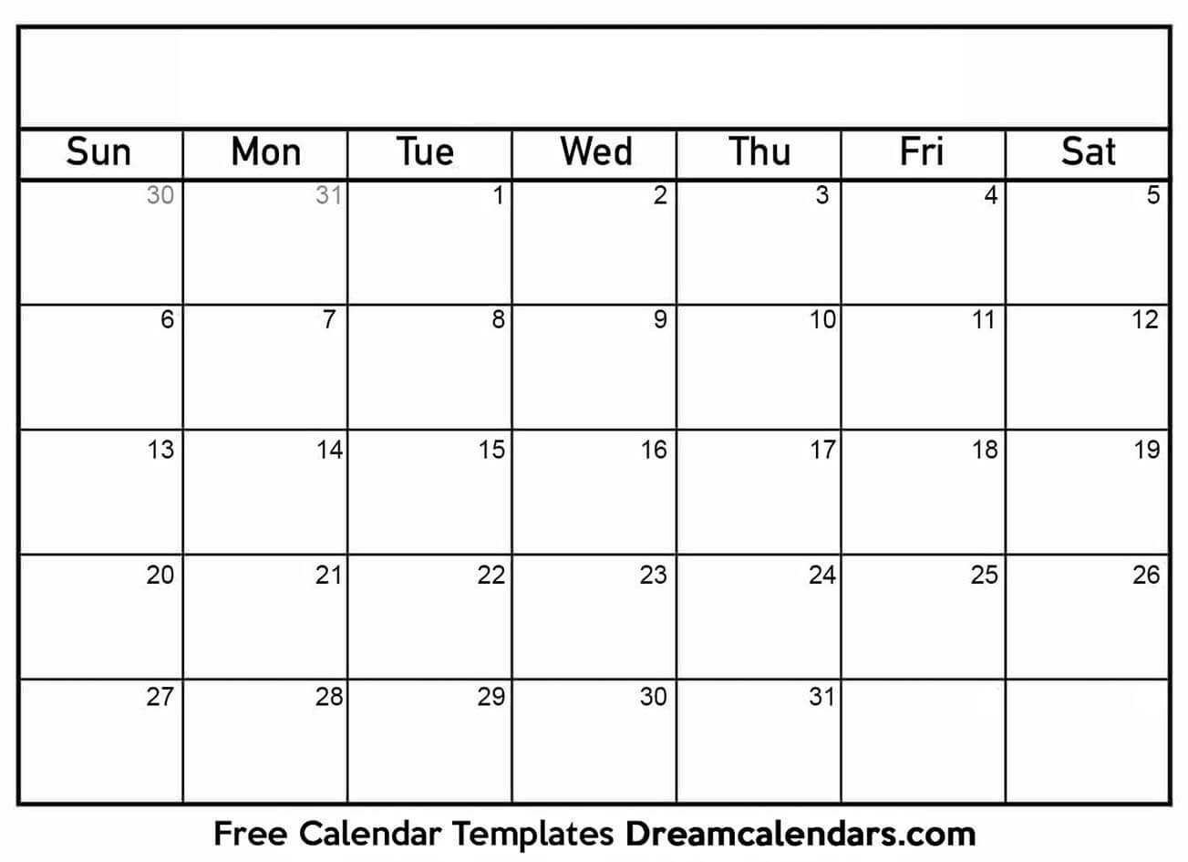 Printable Blank Calendar | Dream Calendars Regarding Blank Calander Template