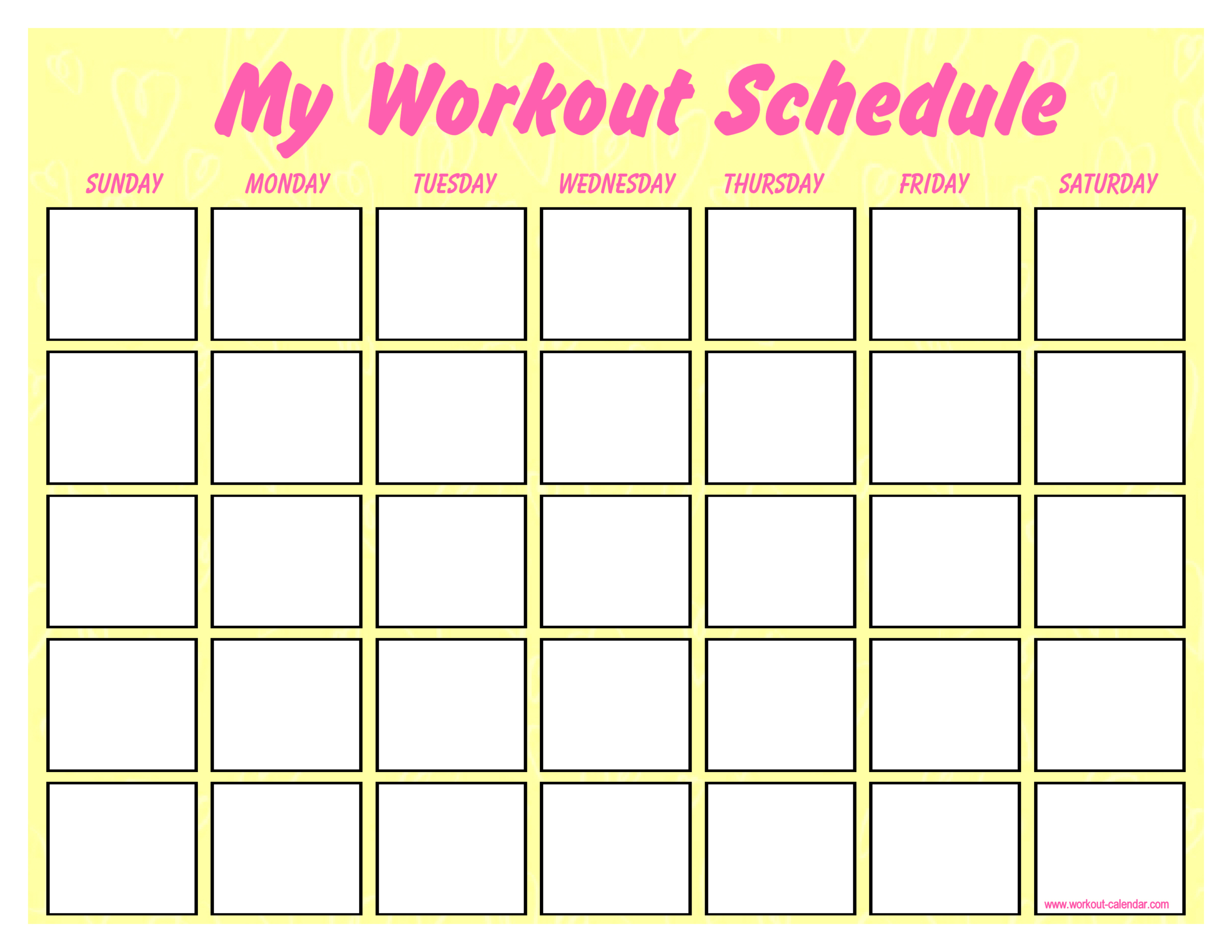 Printable Blank Workout Schedule | Templates At Throughout Blank Workout Schedule Template