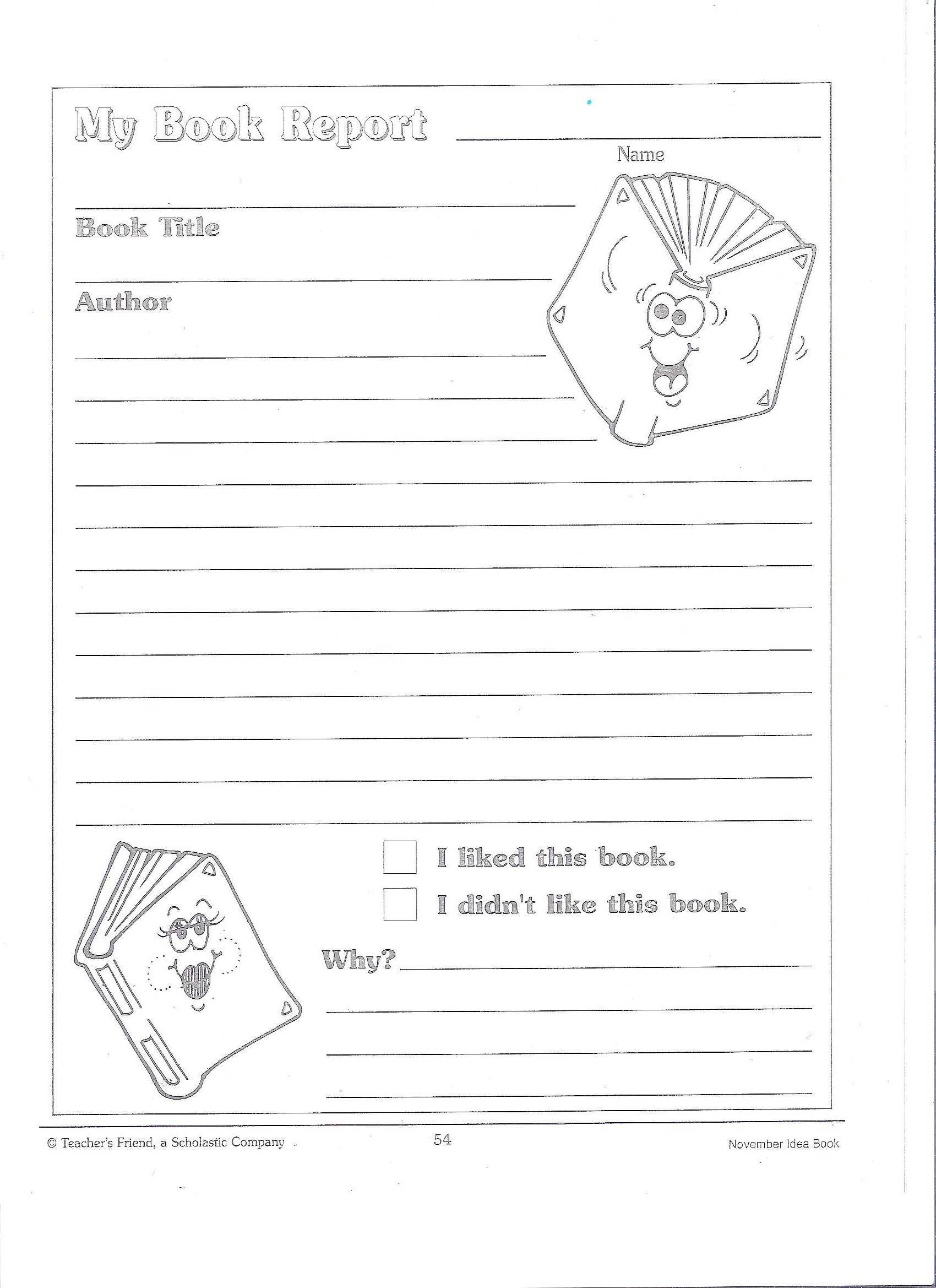 Printable Book Report Forms | Miss Murphy's 1St And 2Nd Throughout First Grade Book Report Template