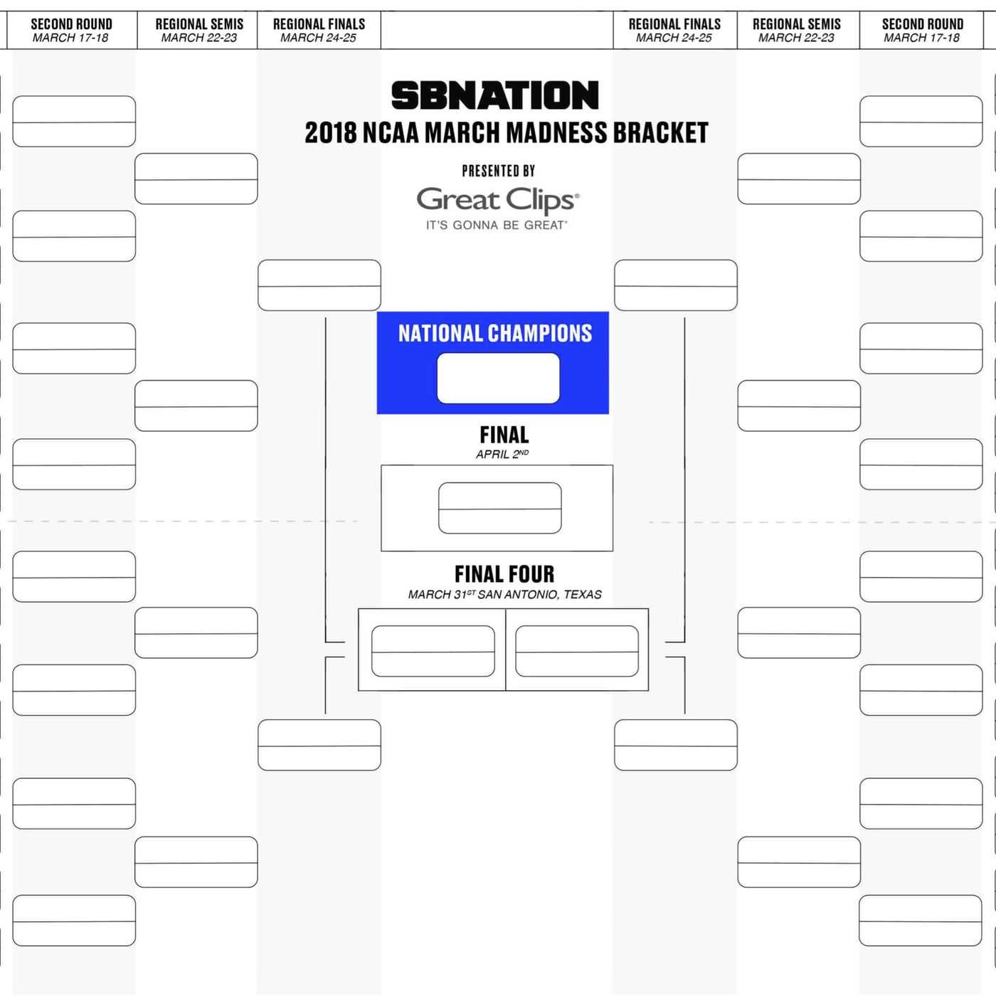 Printable Bracket 2018: Get Your Blank Version Here Intended For Blank Ncaa Bracket Template