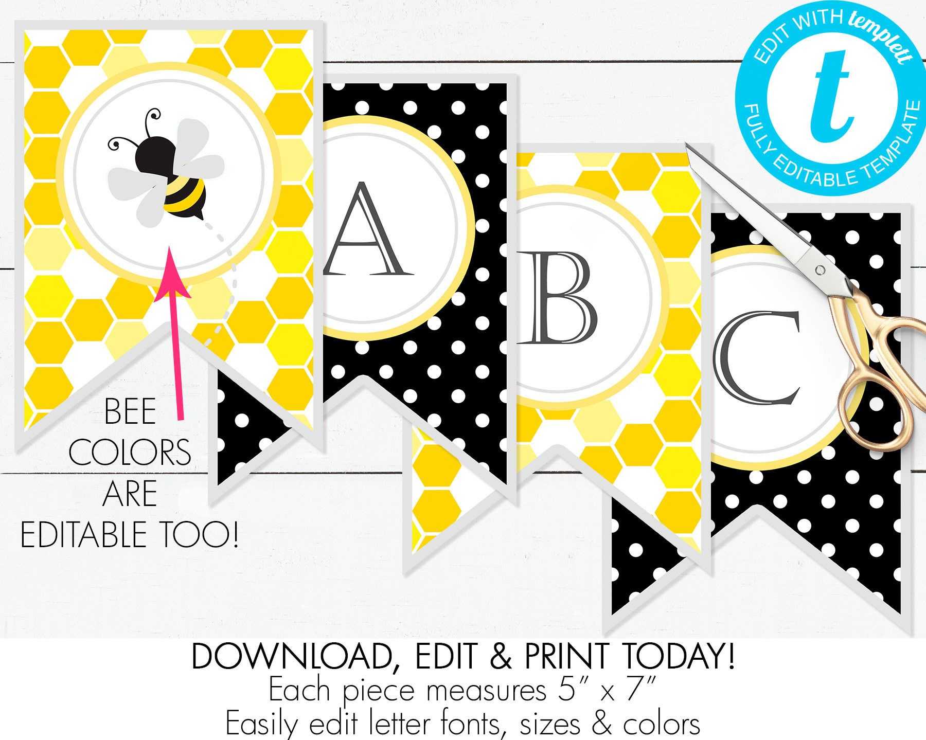 Printable Bumble Bee Banner, Bee Day, Baby Shower, Birthday In Bride To Be Banner Template