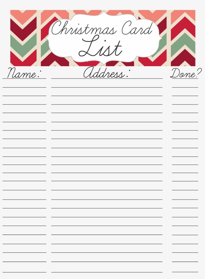Printable Christmas Card Address List With Template Regarding Christmas Card List Template