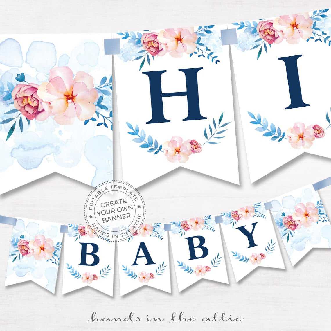 Printable Floral Banner Template, Couples Baby Shower, Bridal, Editable  Alphabet Banner, Navy Blue Pink Party Name Garland, Digital Pdf Regarding Bride To Be Banner Template