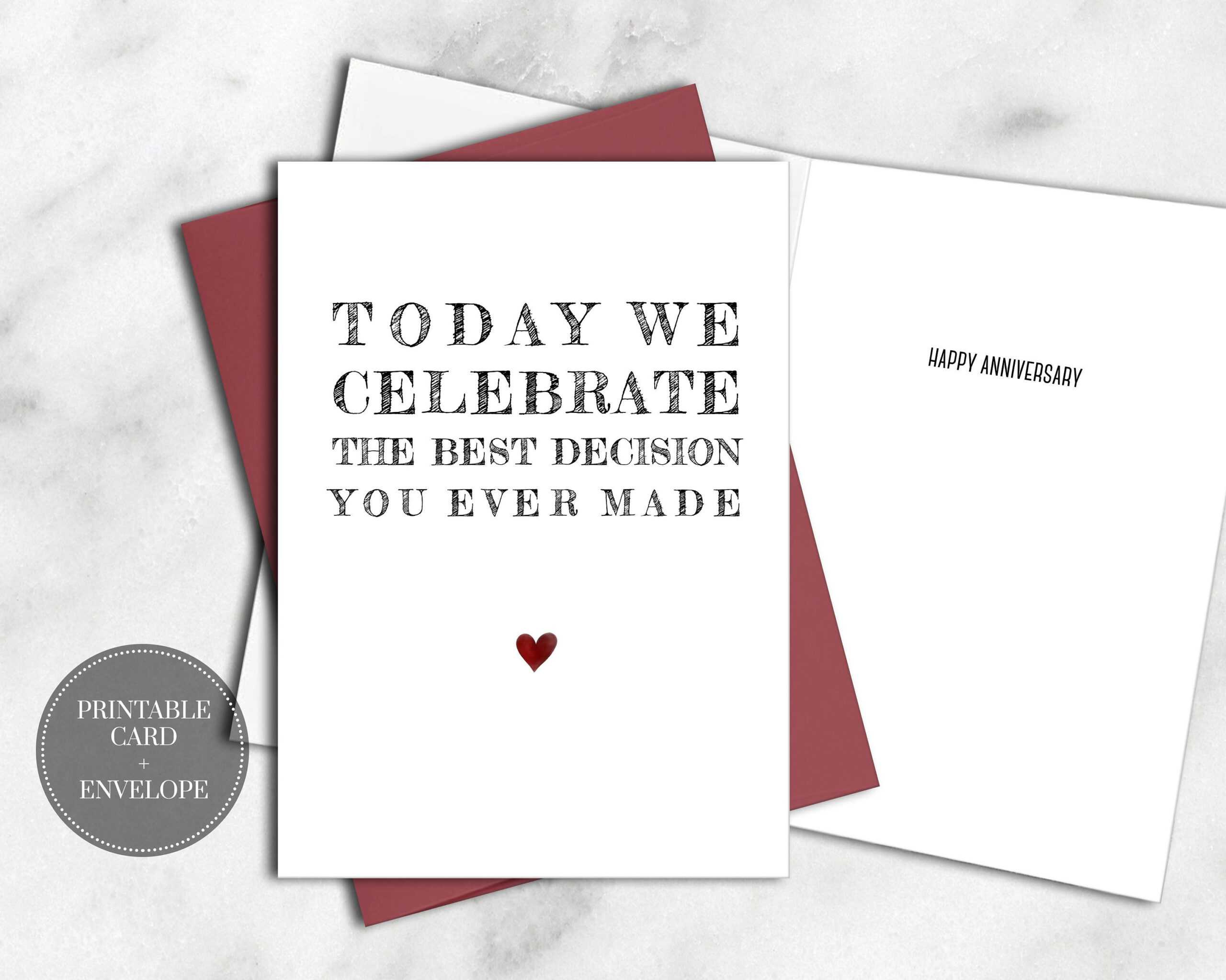 Printable Funny Anniversary Card For Him Instant Download Regarding Decision Card Template