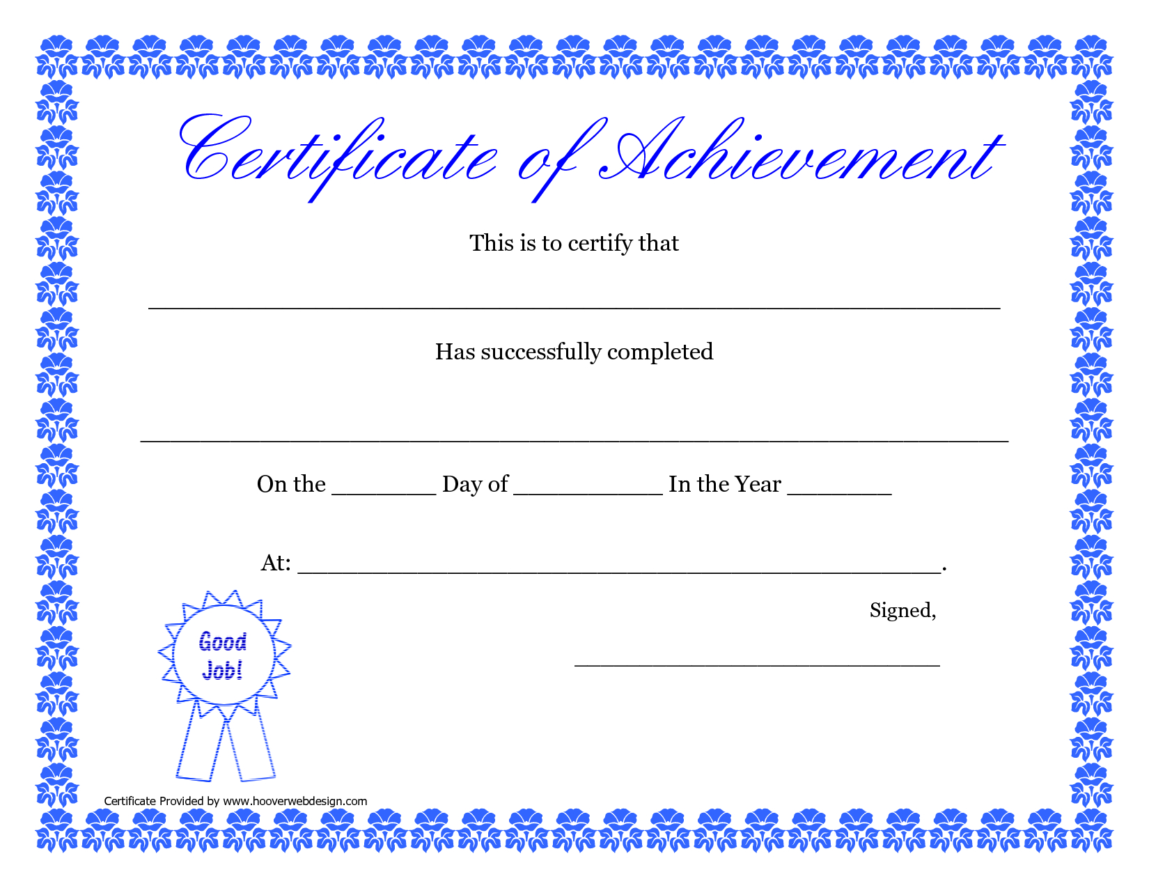 Printable Hard Work Certificates Kids | Printable For Blank Certificate Of Achievement Template