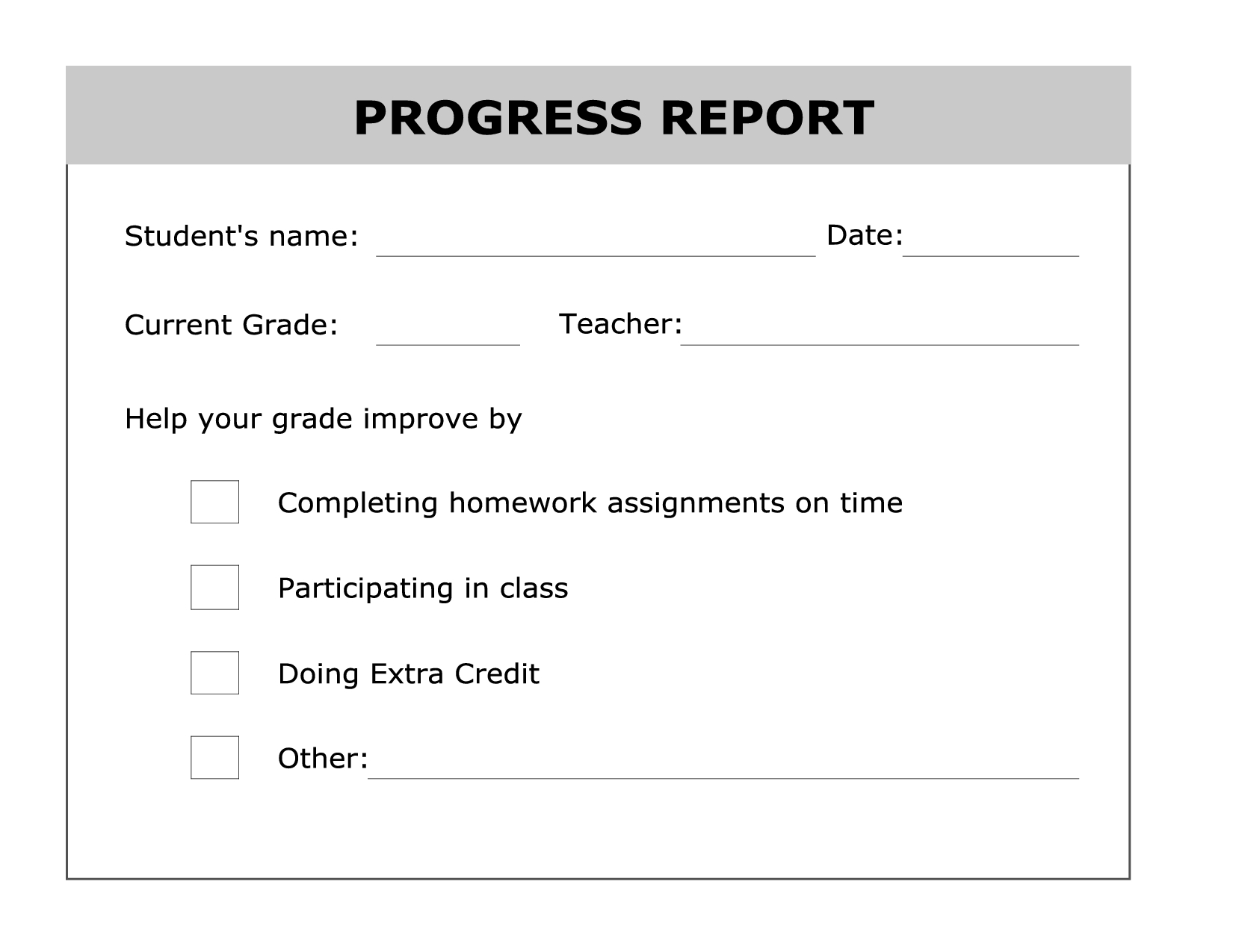 Printable Progress Report Template | Progress Report, School In Report Card Format Template