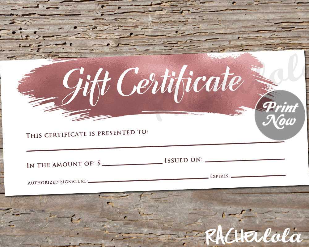 Printable Rose Gold Gift Certificate Template, Photography Voucher, Hair  Salon Gift Card, Bakery, Restaurant, Mary Kay, Instant Download Inside Mary Kay Gift Certificate Template