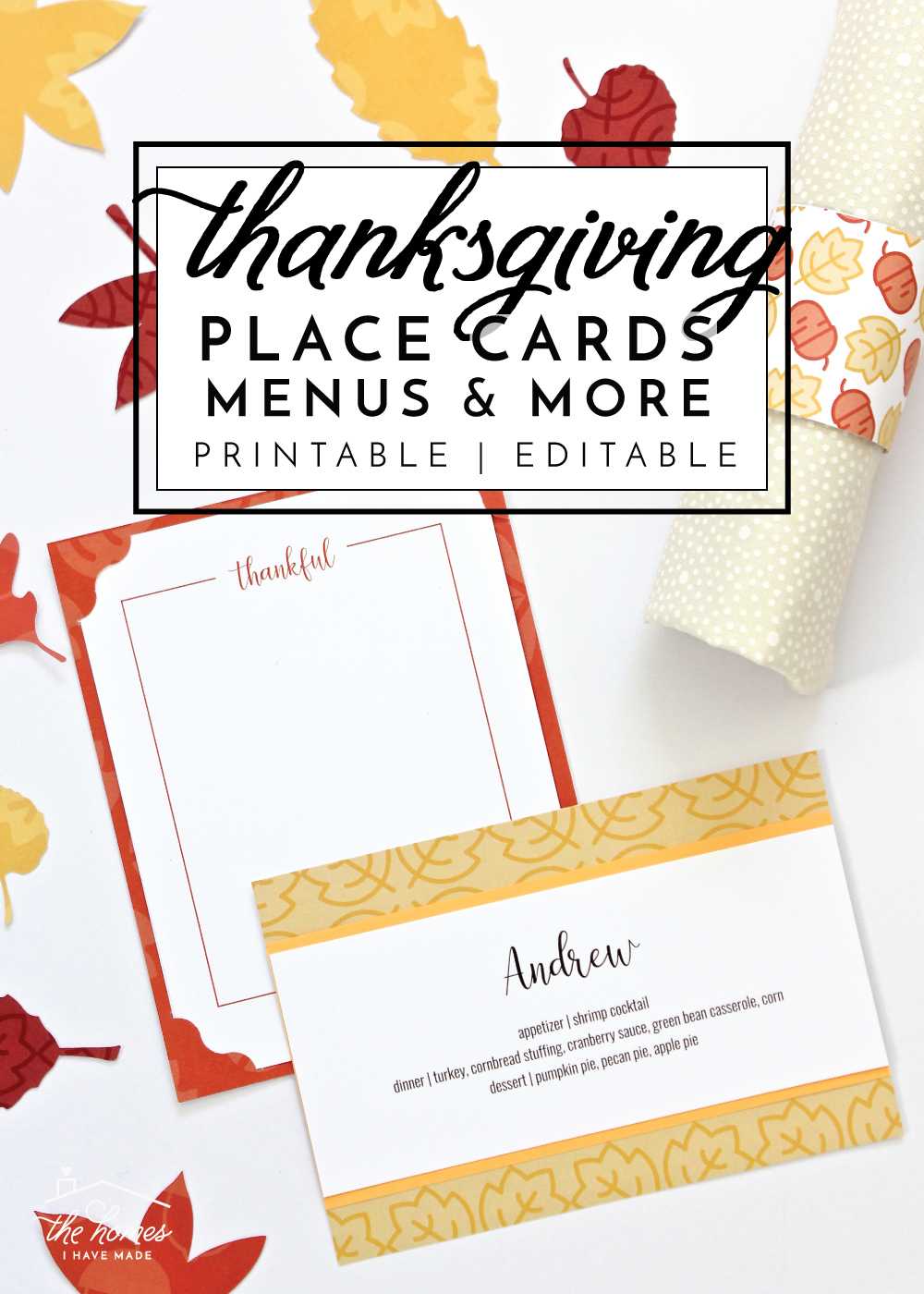 Printable Thanksgiving Place Cards, Menu Cards, Thankful With Thanksgiving Place Cards Template
