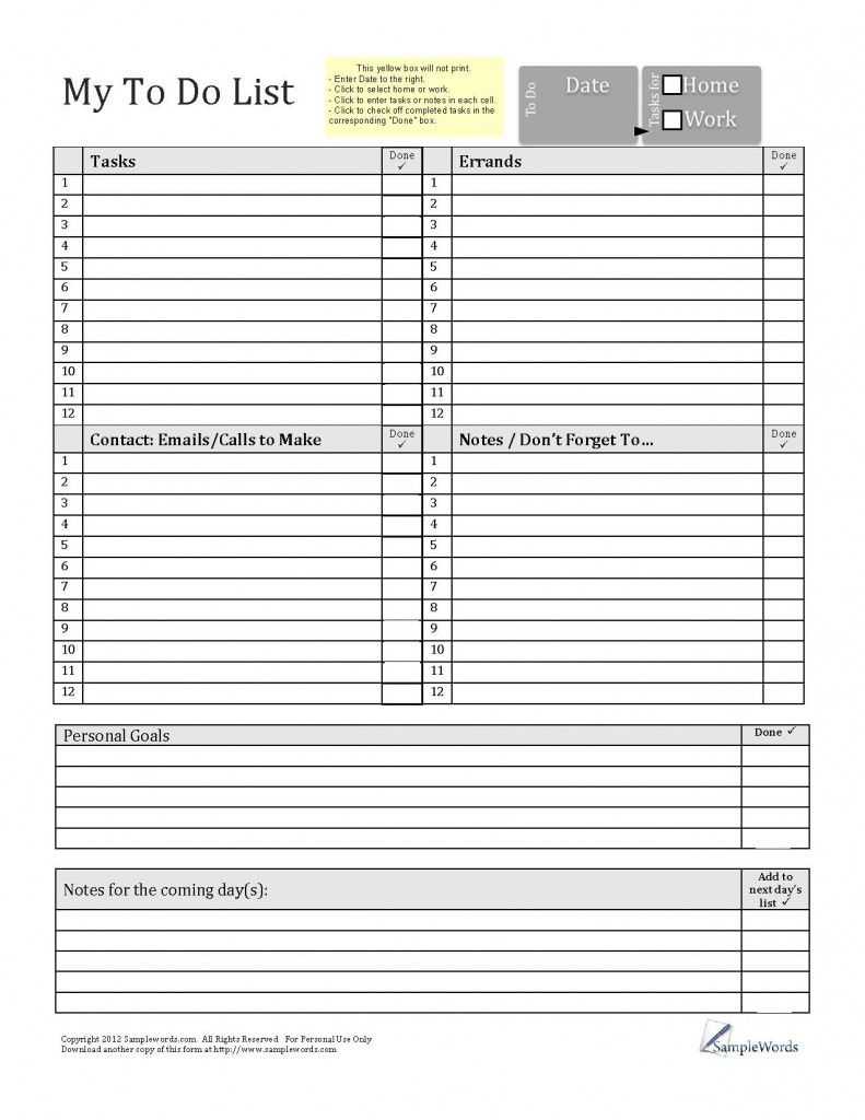 Printable To Do List – Pdf Fillable Form For Free Download Within Blank Checklist Template Pdf