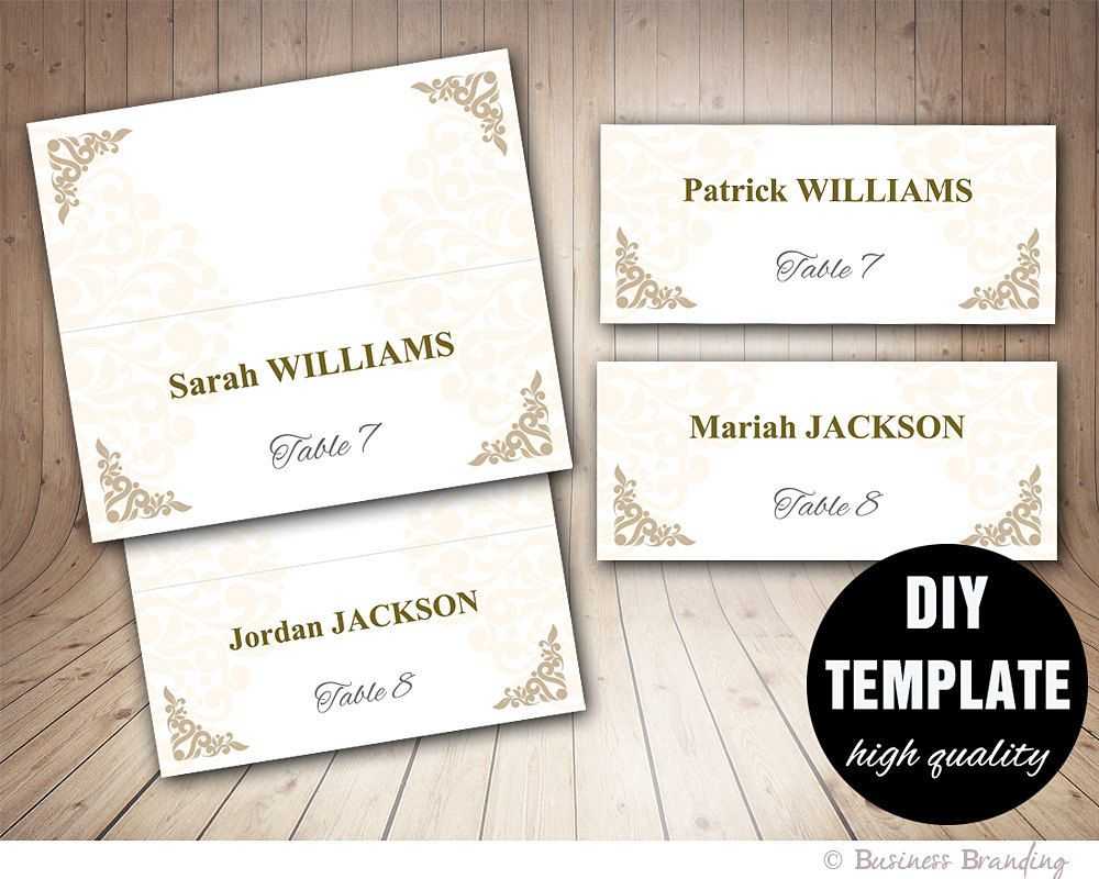 Printable Wedding Placecard Template 3.5X2 Foldover, Diy In Fold Over Place Card Template