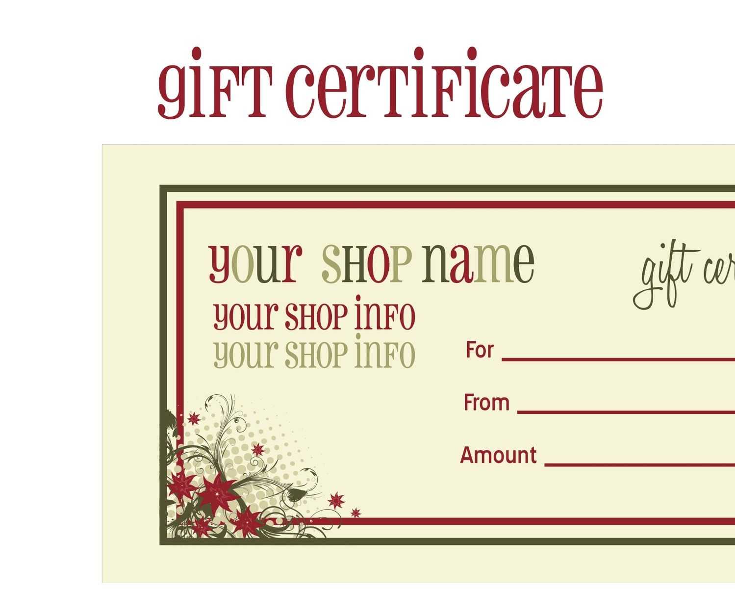 Printable+Christmas+Gift+Certificate+Template | Gift Inside Free Christmas Gift Certificate Templates
