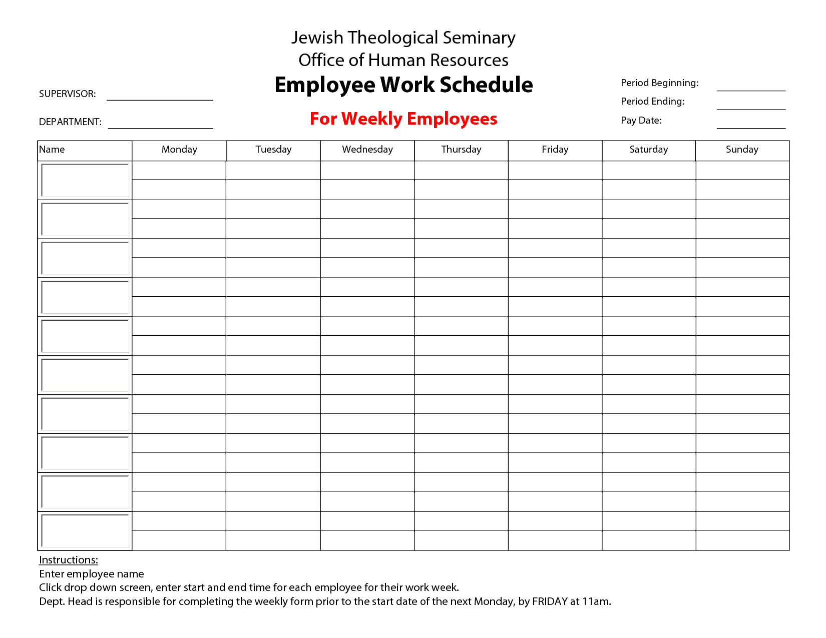 Printable+Employee+Work+Schedule+Template | Schedule With Blank Monthly Work Schedule Template