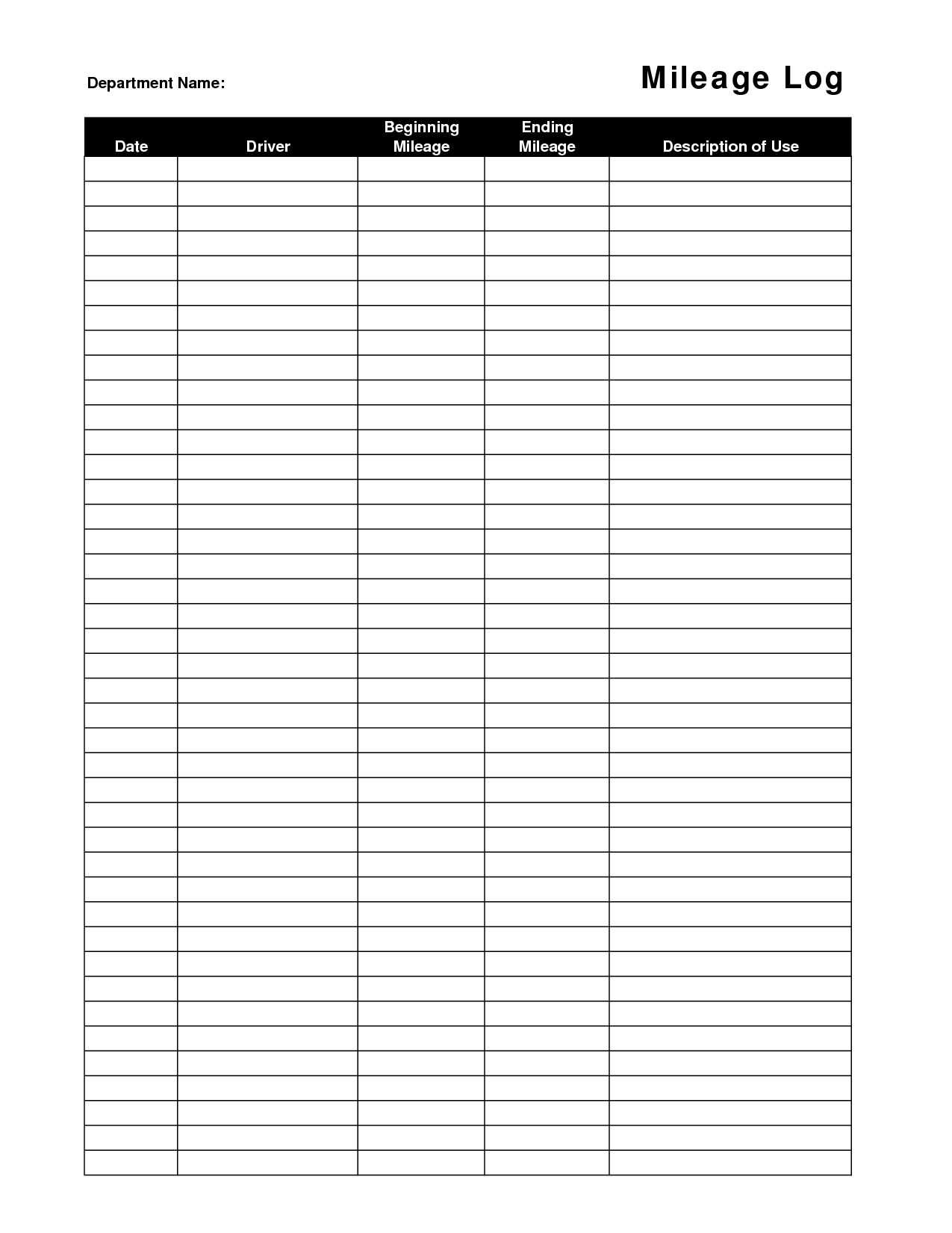 Printable+Mileage+Log+Template | Templates, Templates With Regard To Gas Mileage Expense Report Template