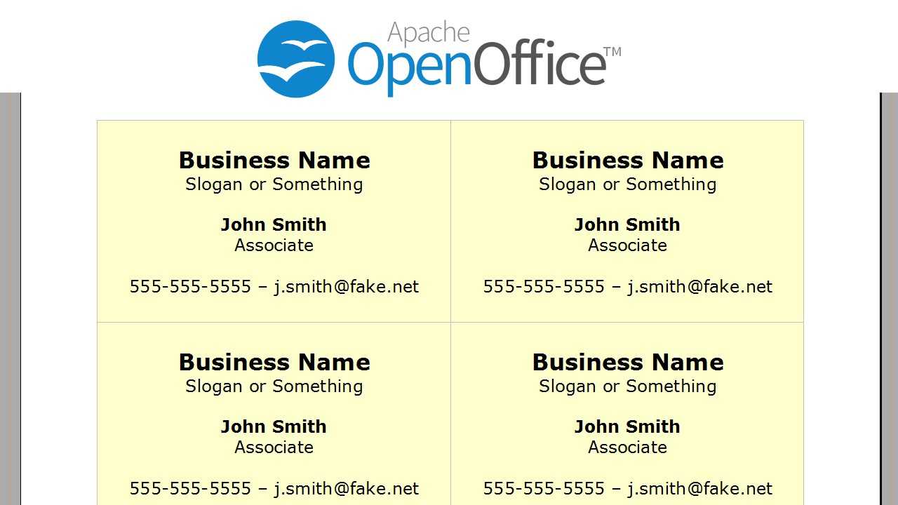 Printing Business Cards In Openoffice Writer Inside Open Office Index Card Template