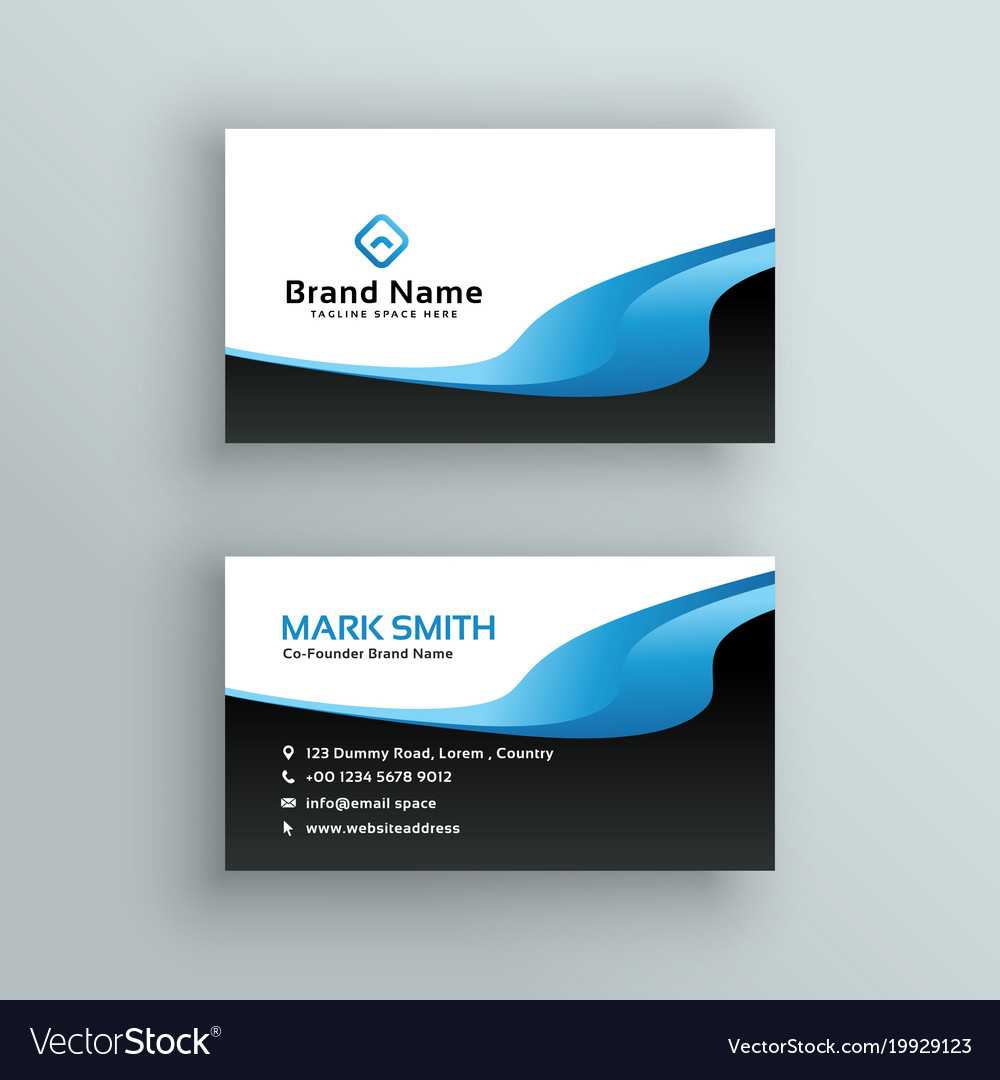Professional Blue Wave Business Card Template Intended For Professional Name Card Template