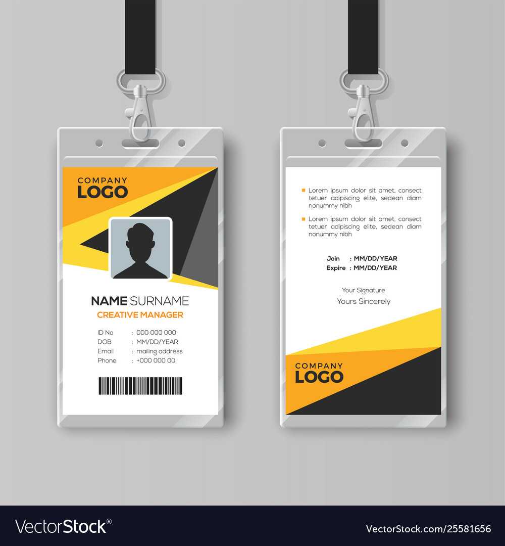 Professional Id Card Template With Yellow Details Regarding Id Card Template Ai