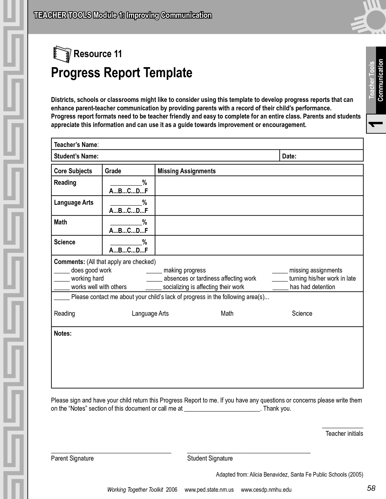 Progress Report Template | Progress Report Template - Pdf Within Report Card Template Pdf