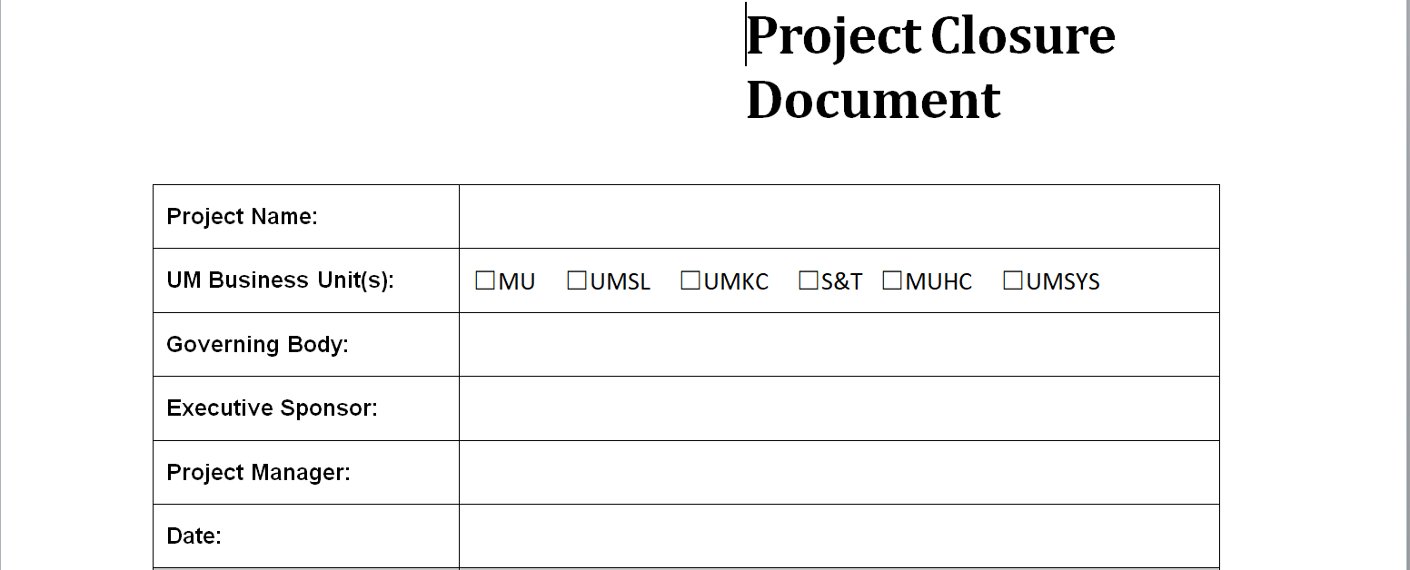 Project Closure Report Template In Closure Report Template