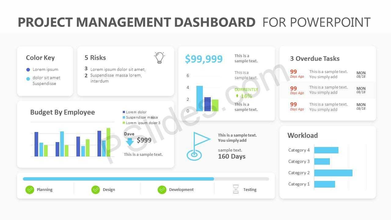 Project Management Dashboard Powerpoint Template - Pslides Intended For Project Dashboard Template Powerpoint Free