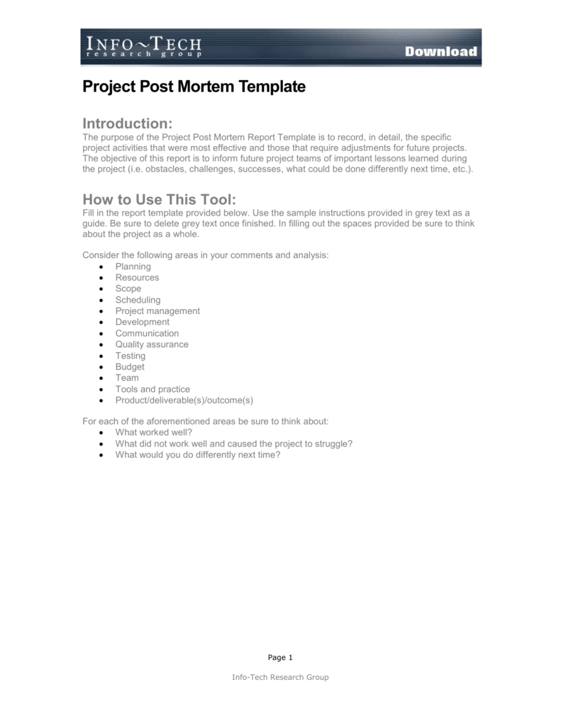 Project Post Mortem Template Pertaining To Post Mortem Template Powerpoint