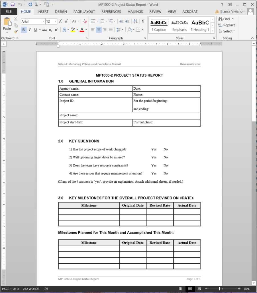 Project Status Report Template | Mp1000 2 With Team Progress Report Template