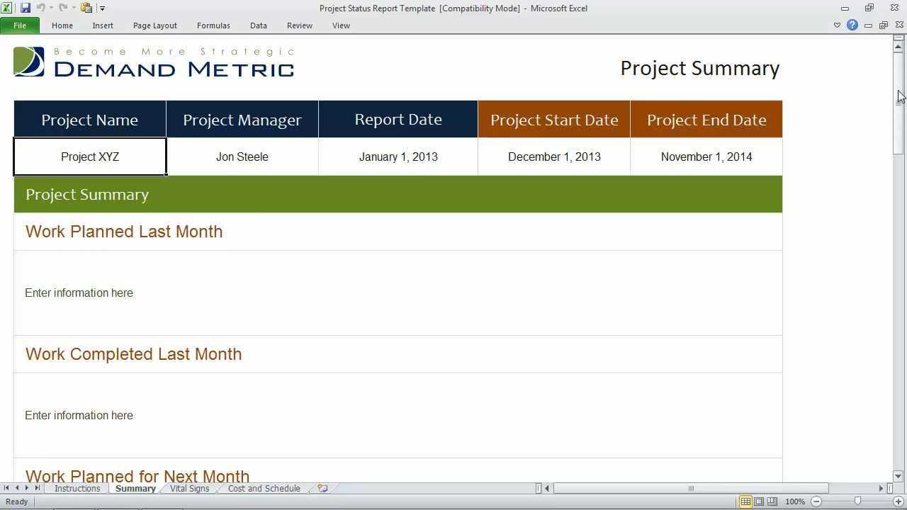 Project Status Report Template With Regard To Monthly Program Report Template