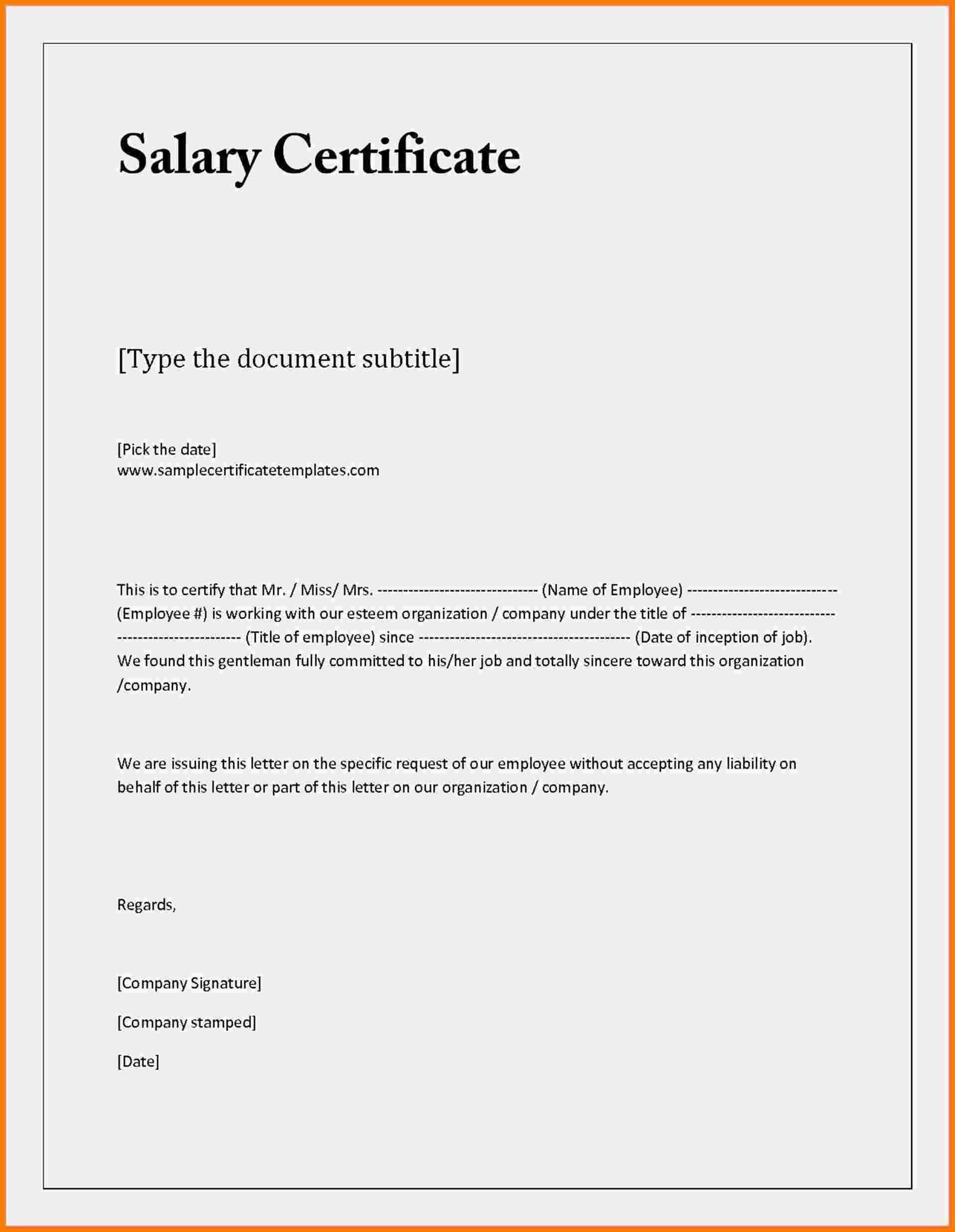 Proof Of Employment And Salary Letter Template Examples Regarding Template Of Certificate Of Employment