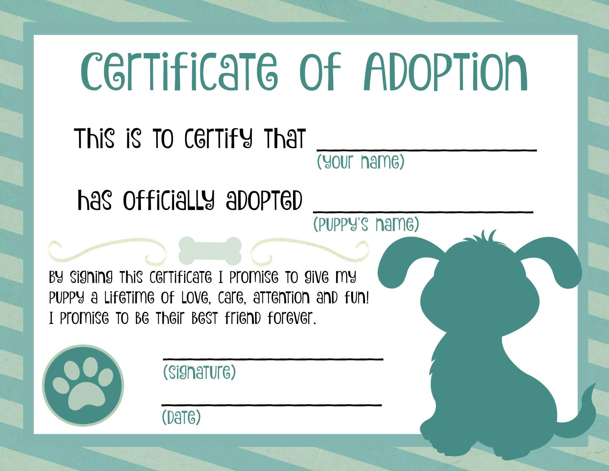 Puppy Adoption Certificate In 2019 | Adoption Certificate Intended For Pet Adoption Certificate Template