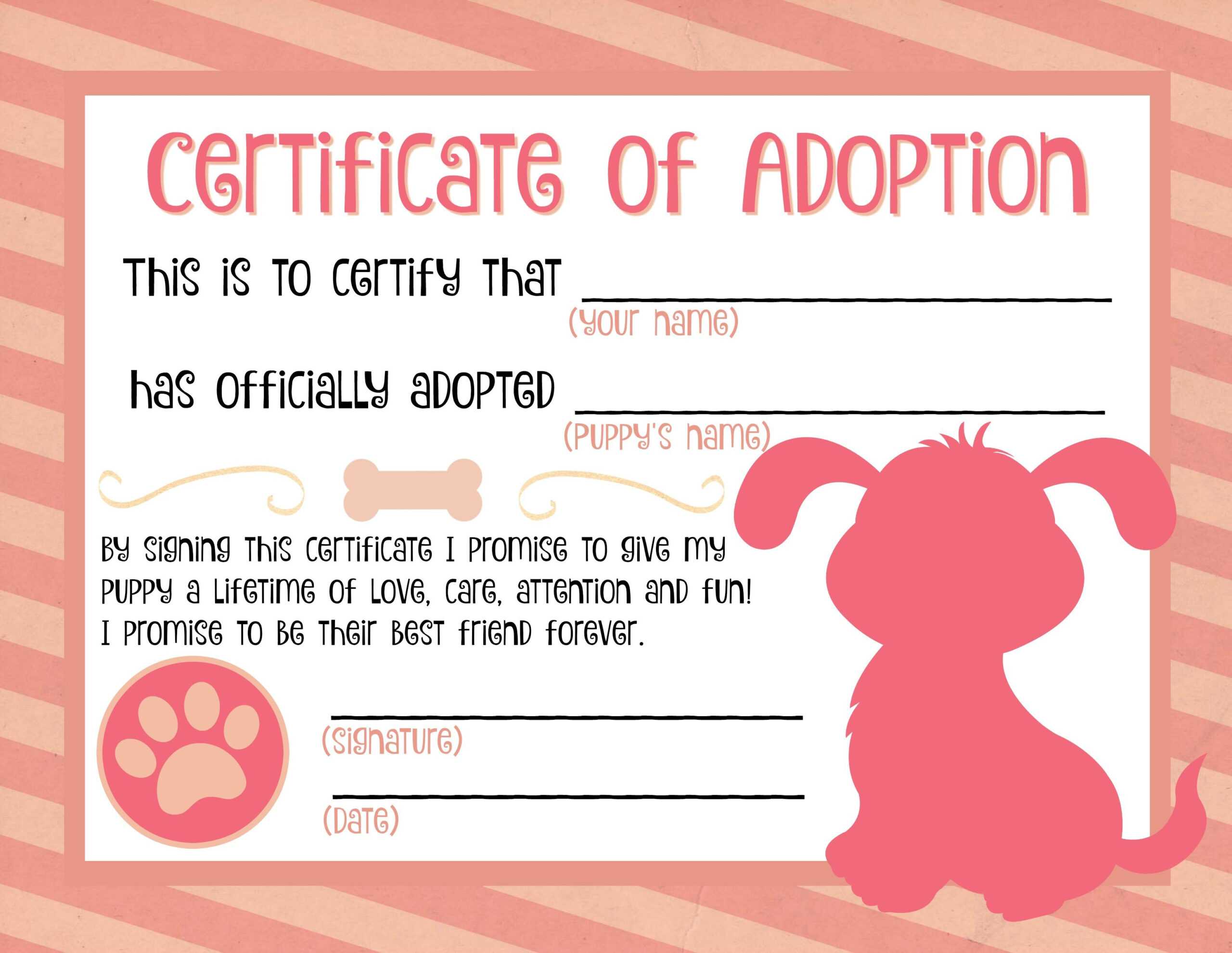 Puppy Adoption Certificate … In 2019 | Puppy Birthday For Pet Adoption Certificate Template