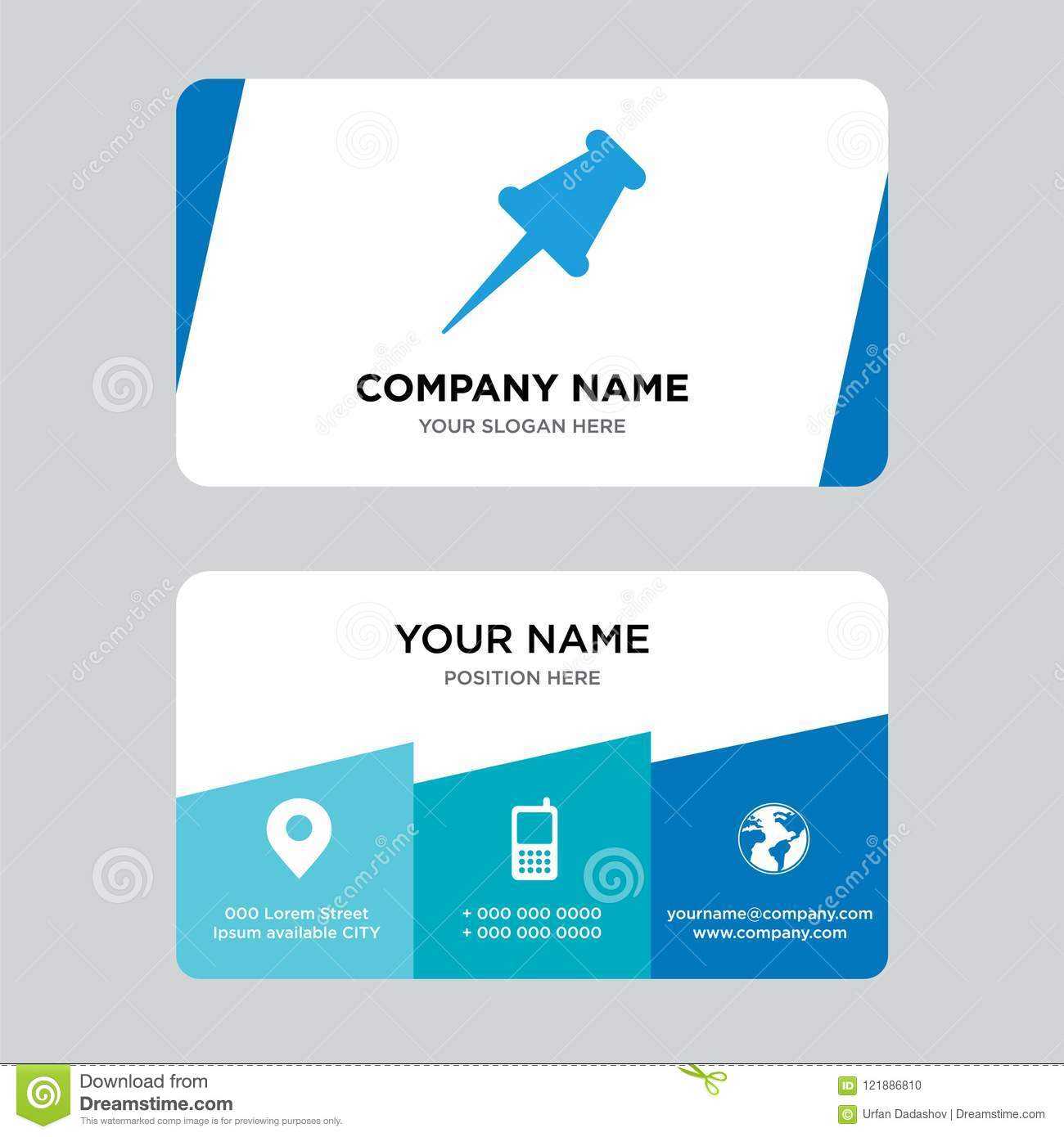 Push Pin Business Card Design Template, Visiting For Your Regarding Push Card Template