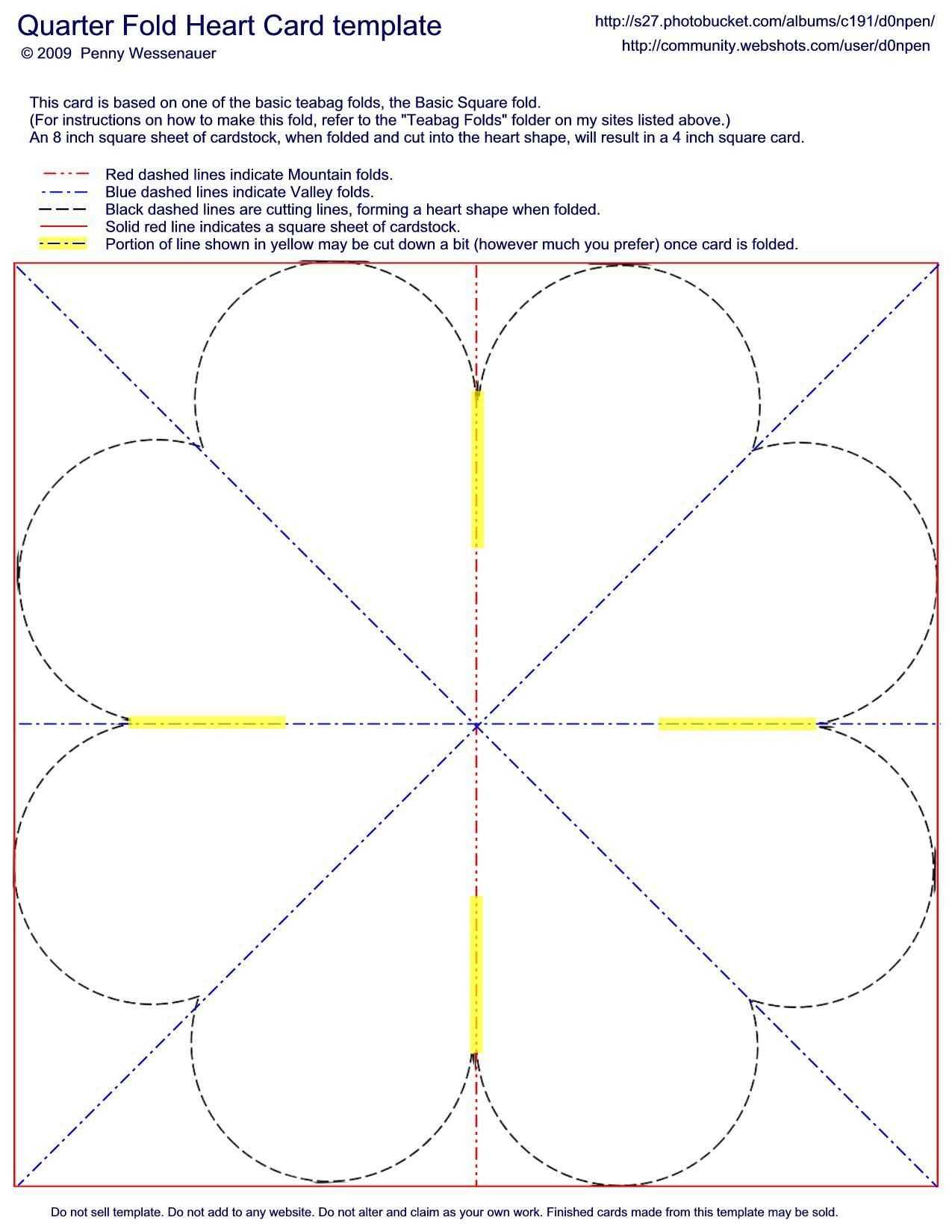 Quarter Fold Heart Card Template | Templates | Heart Cards Throughout Quarter Fold Card Template