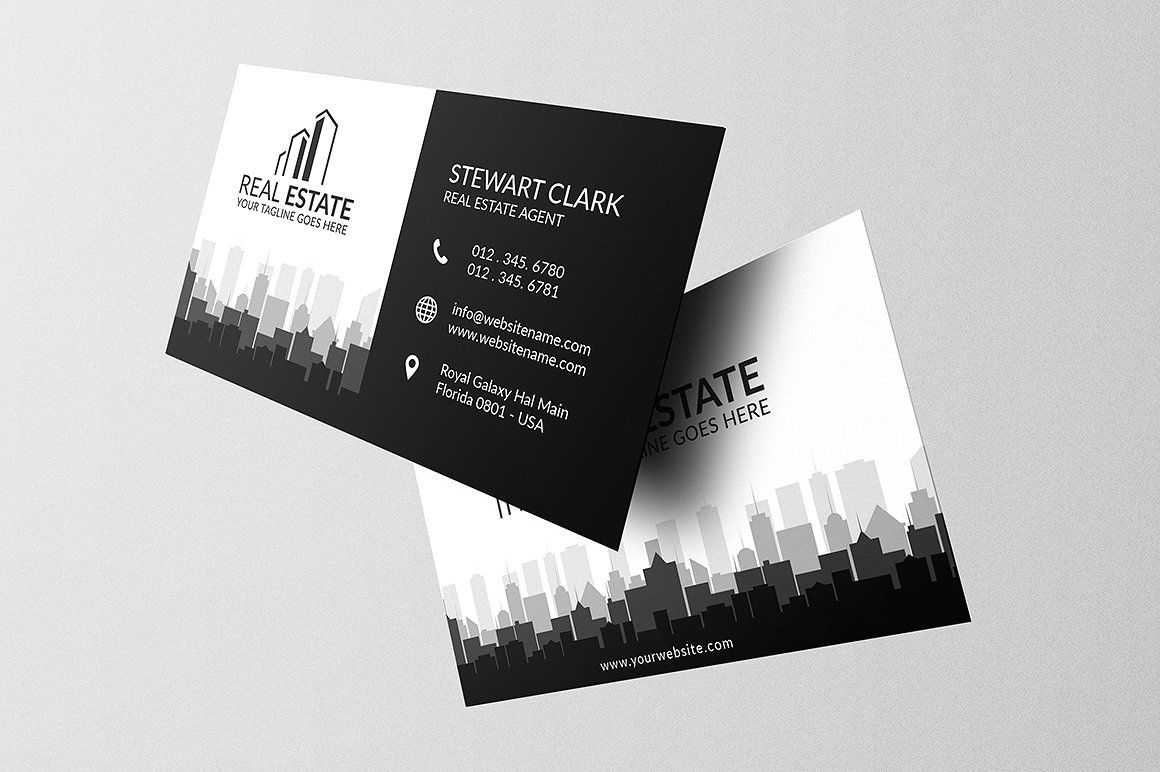 Real Estate Business Card Template #full#bleed#print#ready Inside Real Estate Agent Business Card Template