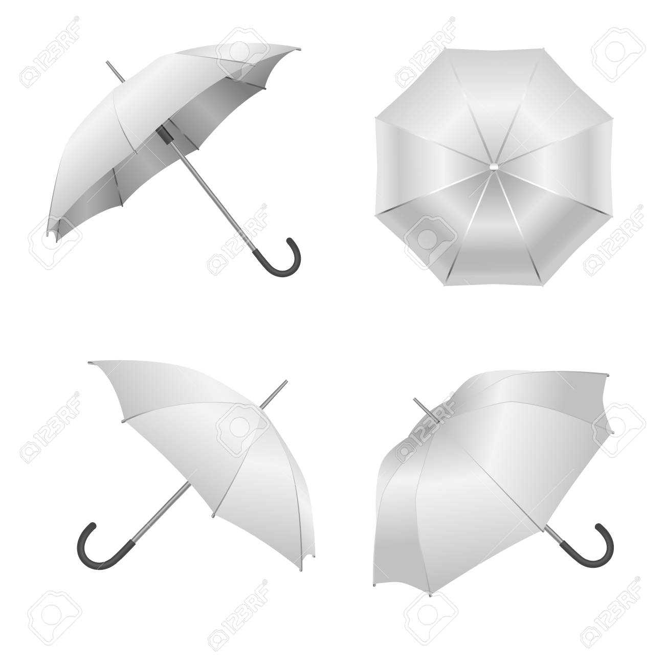 Realistic Detailed 3D White Blank Umbrella Template Mockup Set.. Within Blank Umbrella Template
