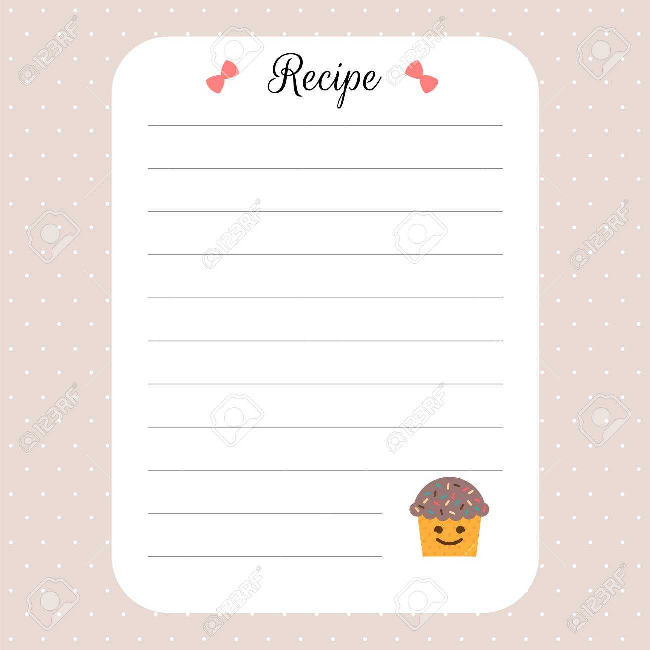 Recipe Card Template. Cookbook Template Page. For Restaurant,.. Pertaining To Restaurant Recipe Card Template
