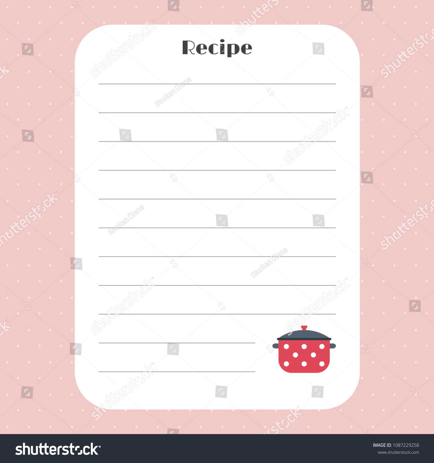 Recipe Card Template Restaurant Cafe Bakery Stock Vector With Regard To Restaurant Recipe Card Template